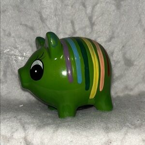 Vintage Colorful Green Striped Piggy Bank
